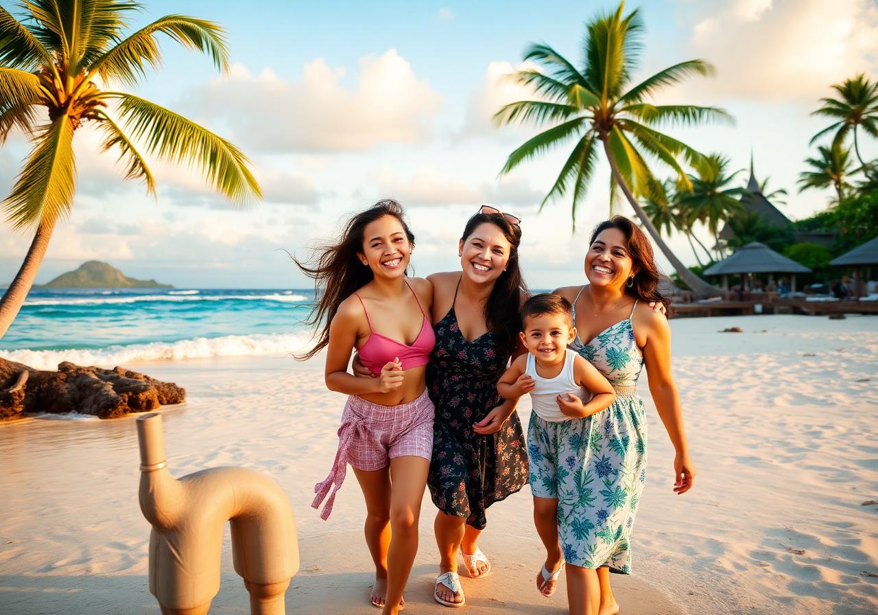 Familia disfrutando en la playa